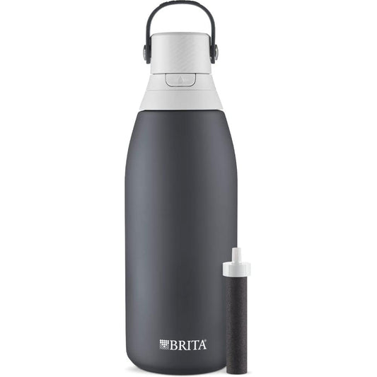 Brita Stainless Steel Premium Filtering Water Bottle, BPA-Free, Reusable, Insulated, Replaces 300 Plastic Water Bottles, Filter Lasts 2 Months or 40