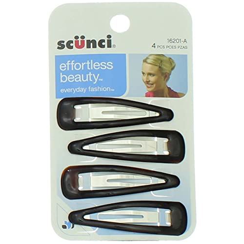 Scunci 1620103a048 4 Piece Medium Hair Clips, 0.3 Ounce