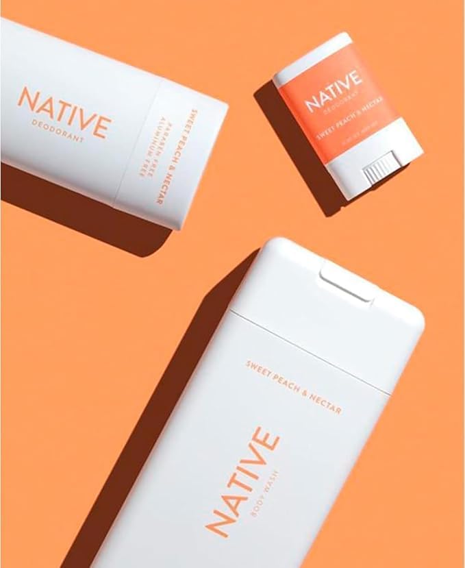 Native Sweet Peach & Nectar Travel Deodorant and Body Wash Set Beauty & Personal Care Native