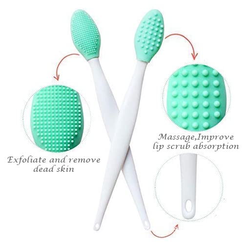Lip Scrub Brush,Lip Scrubber Exfoliator,Double-Sided Silicone Exfoliating Tool,Gentle Lip Exfoliator Scrubber Brush for Smooth,Soft,Bright,and Healthy