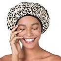 Betty Dain Reusable Nylon Bath & Shower Cap, Reversible Oversized Waterproof Shower Caps Large Designed for all Hair Lengths w Terry Lining & Elastic