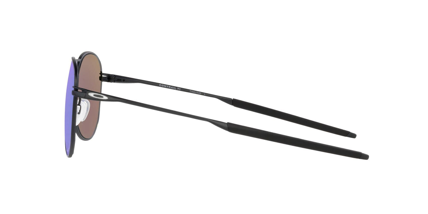 Oakley Men's OO6050 Contrail TI Aviator Sunglasses, Satin Light Steel/Prizm Sapphire Polarized, 57 mm