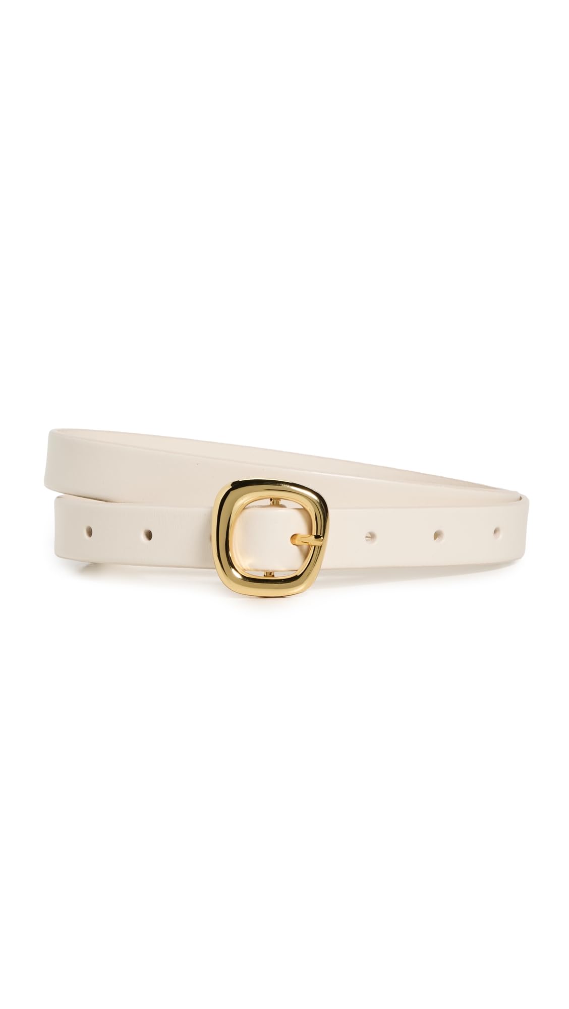 Madewell Women's Skinny Puffy Buckle Belt, Ivory, Off White, L