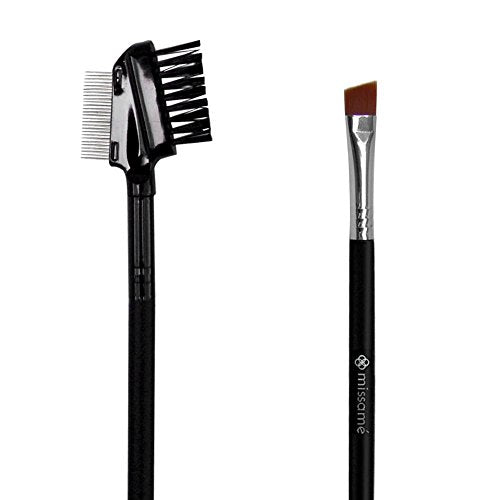 Metal Teeth Eyelash Comb and Duo End Angled Eyebrow Brush with Spoolie, Best To Define Mascara, Eye Brow Powder Makeup and Lash Extension