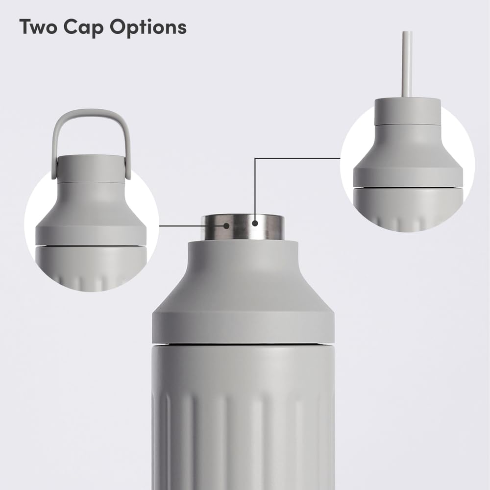 BEAST Health® Stainless Steel Water Bottle, 22 oz, Insulated Stainless Steel, Leak-Proof, Reusable Straw System, Portable Carry Cap, BPA-Free…