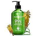 Aloderma 99% Organic Aloe Vera Gel Made within 12 Hours of Harvest - Lightweight, Non-Sticky Aloe Gel for Face Body, Hair, & Scalp, After Sun Relief