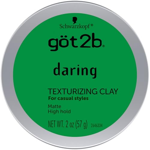 got2b Daring Texturizing Clay, 2 Fl Oz, Matte Finish and High Hold Styling Hair Clay For Men and Women, Non-Greasy, Non-Sticky Hair Texturizer