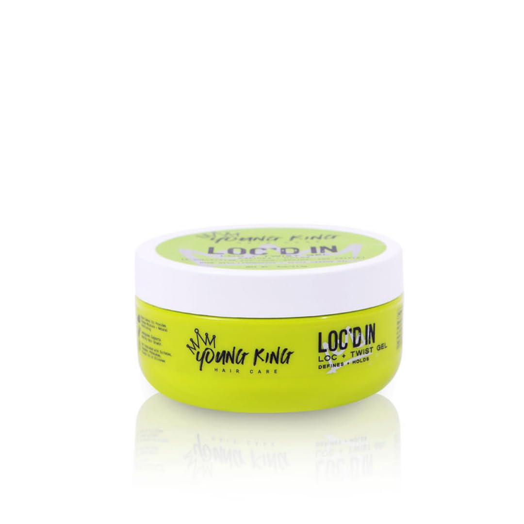 YOUNG KING HAIR CARE Loc & Twist Gel | Strong & Firm Hold, Smooths & Tames Frizz | No Flaking or Residue | Lemongrass and Apple Cider Vinegar |