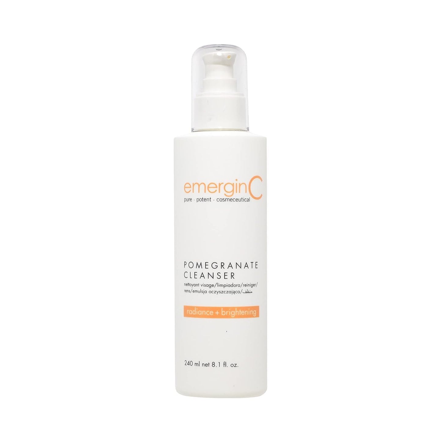 emergin C Pomegranate Gel Cleanser - Hydrating Face Wash with Fruit Extracts + Green Tea - Contains Vitamins A, C + E (8.1 oz, 240 ml)