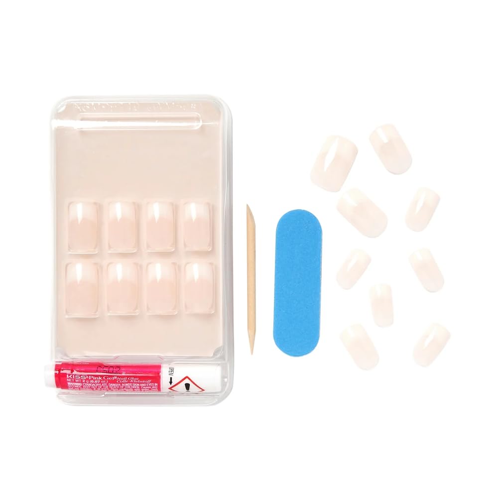 Kiss Salon Acrylic Nude French 28 Count Medium Length Flat (Pack of 3) Beauty & Personal Care KISS