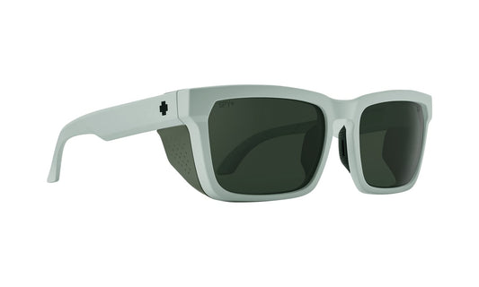 SPY Optic Helm Tech, Full Cover Square Sunglasses, Color and Contrast Enhancing Lenses, Matte Vintage White - Happy Gray Green Lenses
