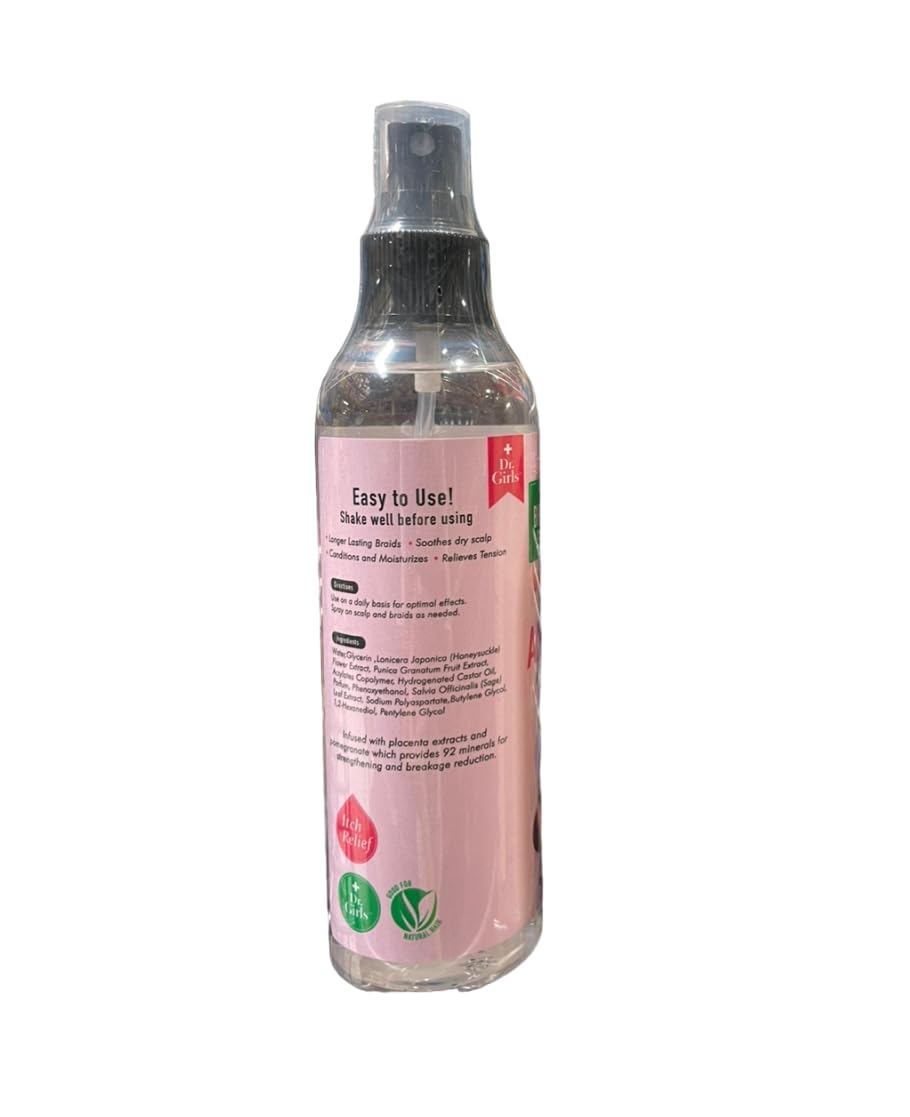 Dr.Girls Ultra Relaxation Anti-Itch Braid Extra Sheen Spray 6.8oz/ 200ml (Placenta Extracts & Pomegranate)