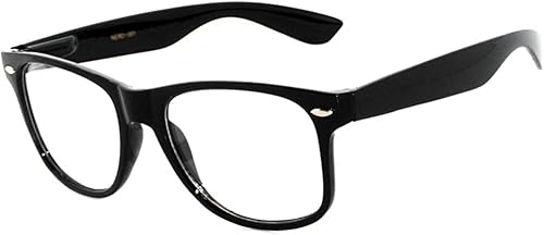 Men's Women's Clear Lens Vintage Retrp Sunglasses 80's Style with Black Frame