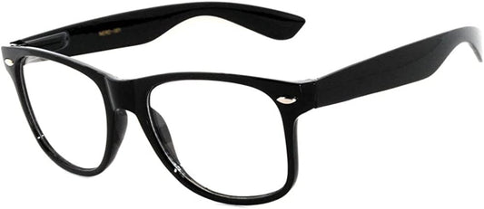 Men's Women's Clear Lens Vintage Retrp Sunglasses 80's Style with Black Frame