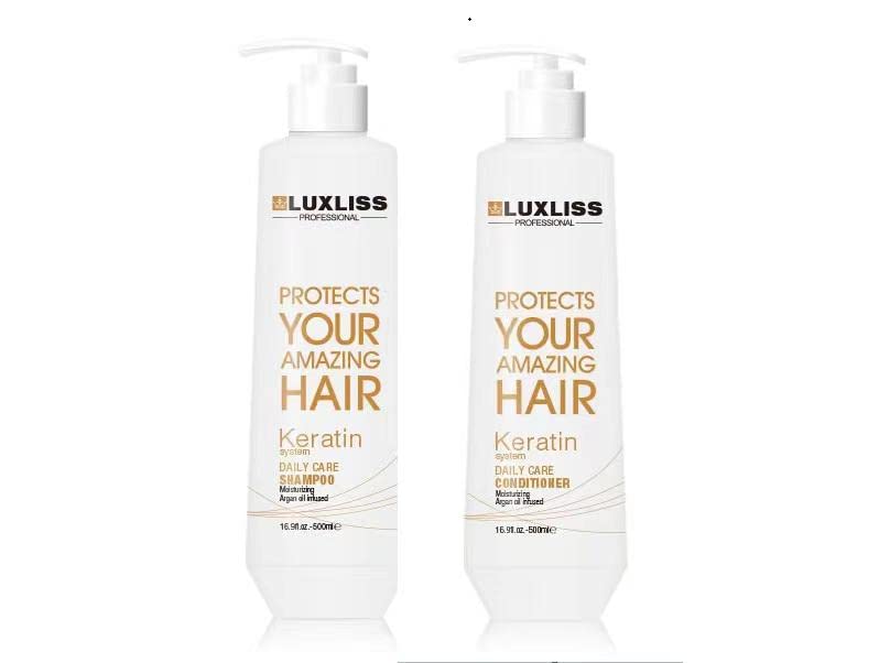 Luxliss Keratin Daily Care Shampoo and Conditioner Set, 2 Pack (16 Fl Oz each), Moisturizing, Anti-frizz, Repairing, for Chemically Treated Hair