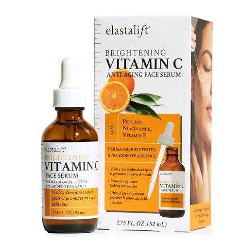Elastalift Vitamin C Facial Serum For Age Spots, Wrinkles, & Expression Lines. Anti-Aging Face Serum W/Vitamin C & Hyaluronic Acid Brightens Skin