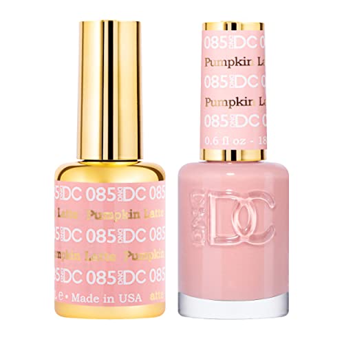 DND DC Gel Polish Set, Beige Nude Collection, UV/LED Gel Polish and Air Dry Nail Lacquer, Matching Chip-Free Polish Duo, 085 Pumpkin Latte, 0.5 Fl Oz