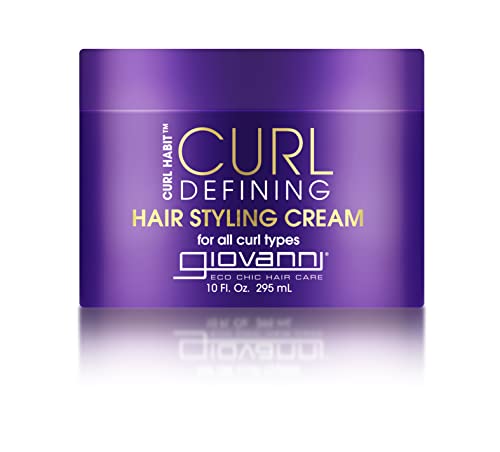 GIOVANNI Curl Habit Defining Hair Styling Cream - Tames Frizz & Flyaways, Silicone Free, Lightweight, Enhances Natural Curls - 10 oz