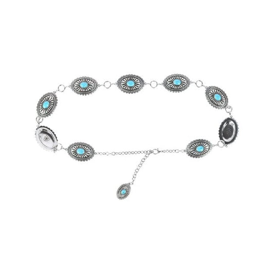 ARIAT Women's Center Stone Concho Lobster Claw Clasp Belt, Silver/Turq, X-Large