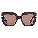 Tom Ford Esme Brown Square Ladies Sunglasses FT1157 52J 50, Dark Havana