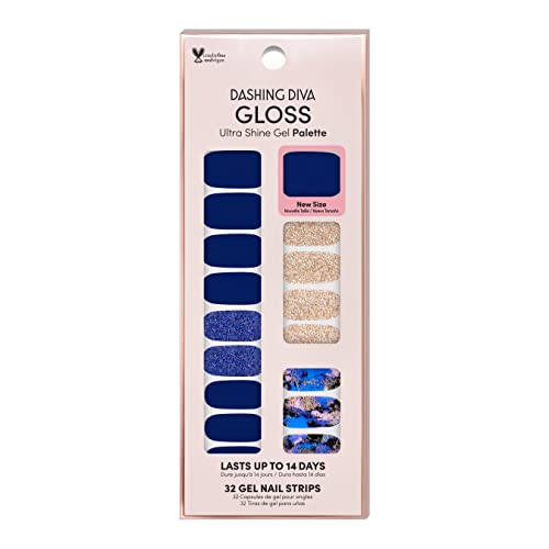 Dashing Diva Gloss Nail Strips - Blue Vixon | UV Free, Chip Resistant, Long Lasting Gel Nail Stickers | Contains 32 Nail Wraps, 1 Prep Pad, 1 Nail Beauty & Personal Care Dashing Diva