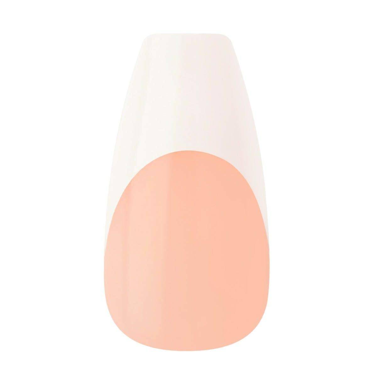KISS Salon Acrylic French Nail Manicure Set, Medium Length, Square, “Je T'aime”, Nail Kit Includes Pink Gel Nail Glue (Net Wt. 2 g / 0.07oz.), Mini