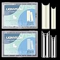 480PCS Extra Long NO C Curve Nail Tips XL, 2 Packs Natural and Clear Nail Tips for Acrylic Nails Professional Set, 12 Sizes Straight Tapered Square