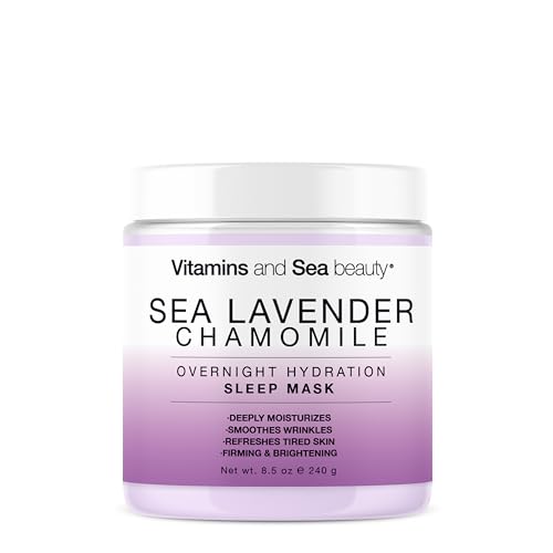 Vitamins and Sea Beauty Sea Lavender Chamomile Sleep Mask - Overnight Hydration Face Mask with Botanicals, Deep Moisturizing & Firming, 8.5 oz