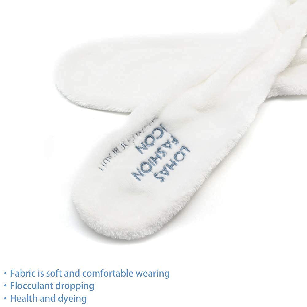 Dofash 2Pcs A Cute Bunny Ears Face Wash Headband, Skincare Makeup Headband, Beauty Lovely Spa Headbands With Delicate Bag For Girls And Woman, White