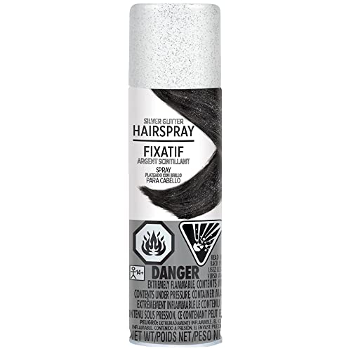 Silver Glitter Hair Spray Color - 3 oz. (1 Count) - Instantly Transforms Your Look, Ideal for Parties & Cosplay