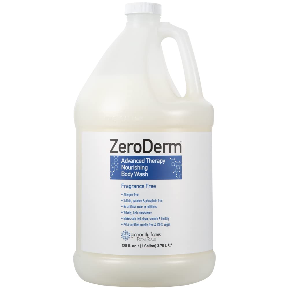 Ginger Lily Farms Botanicals ZeroDerm Advanced Therapy Nourishing Body Wash, 100% Vegan & Cruelty-Free, Fragrance Free, 1 Gallon Refill (Pack of 4) Beauty & Personal Care Ginger Lily Farms