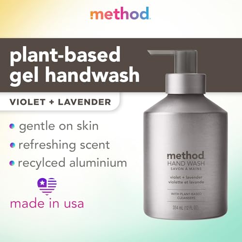 Method Premium Gel Hand Wash, Violet + Lavender, 12 Fl Oz (Pack of 1) Packaging May Vary