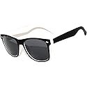 Black - White - Two Tone Vintage Wayfarer Sunglasses Smoke Lens Retro Style