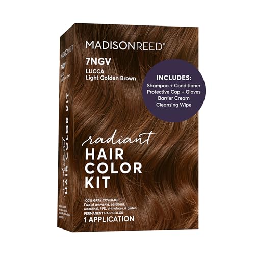 Madison Reed Radiant Hair Color Kit - 7NGV Light Golden Brown (Lucca Brown), Salon-Quality Permanent Hair Dye, Superior Gray Coverage & Dimensional