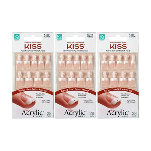 KISS Salon Acrylic French Nails Kit Pet Peeve Real Short (3 PACK) Beauty & Personal Care KISS