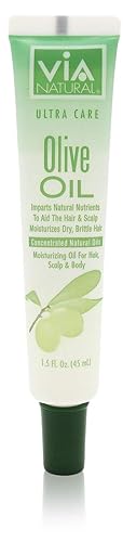 Via Natural Ultra Care Olive Oil Concentrated Natural Oil 1.5oz - Imparts Natural Nutrients To Aid The Hair & Scalp Moisturizes Dry, Brittle Hair - 6