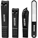DUCOO Nail Clipper Set, 4 PCS Ultra Sharp Nail Clippers for Men, Women, Adults Toenail Fingernail Clippers, Stainless Steel Nail Cutter & File, Black