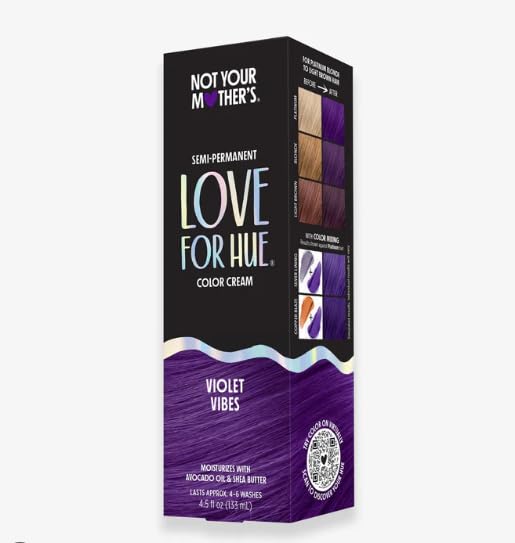 Not Your Mother's Love For Hue Semi-Permanent Hair Color Cream, Violet Vibes, 4.5 Fl Oz / 133 ml