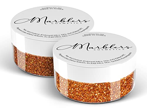 MARBLERS Twinkle Face & Body Glitter Duo [Copper & Holo Burnt Orange] 0.36oz (10g) | Non-Toxic | Cruelty-Free | Eyeshadow, Nail Polish, Nail Art |