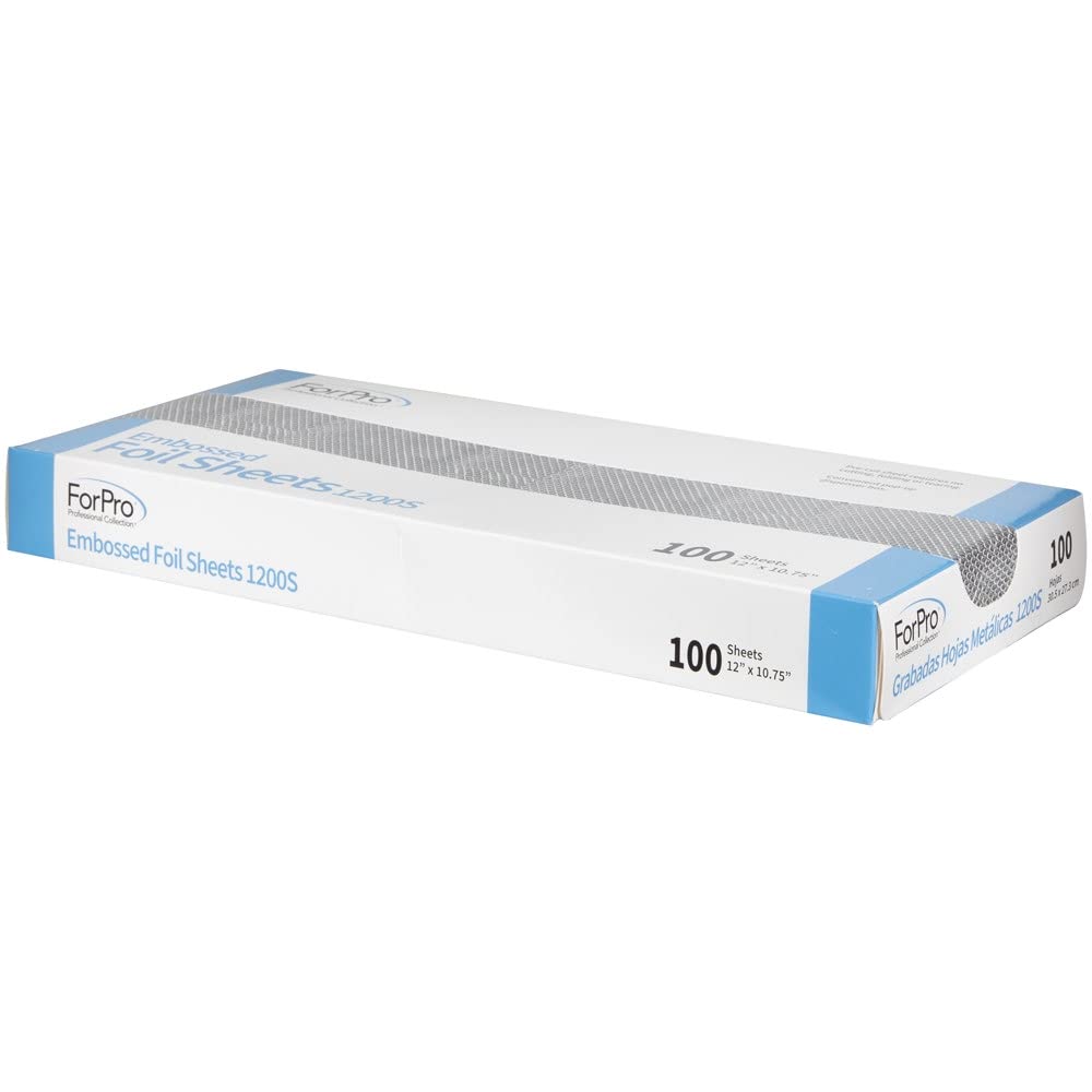 ForPro Professional Collection Embossed Foil Sheets 1200S, Aluminum Foil, Pop-Up Dispenser, for Hair Color Application and Highlighting Services, Food