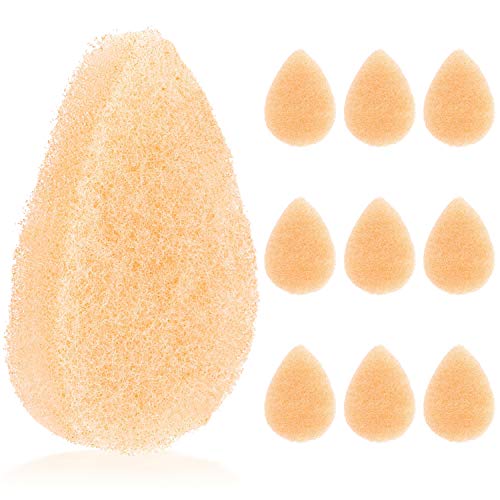 IMPRESA Face Scrubber Exfoliator Sponges - Regular Puff - Natural Medical-Grade Foam - 10 Pack Reusable Exfoliating Pads - Deep Cleanse & Dead Skin