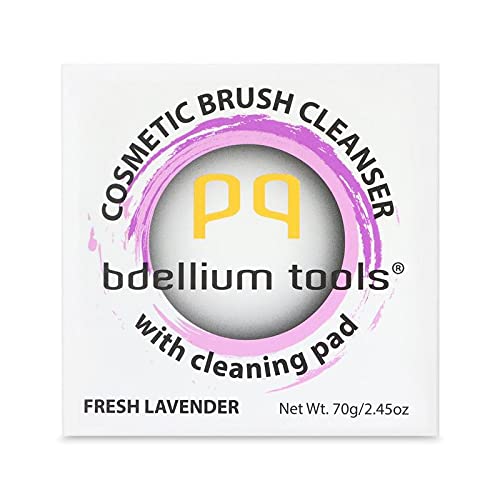 Bdellium Tools Cosmetic Brush Cleanser (Solid Brush Soap) with Cleaning Pad - Fresh Lavender Scent (Purple)