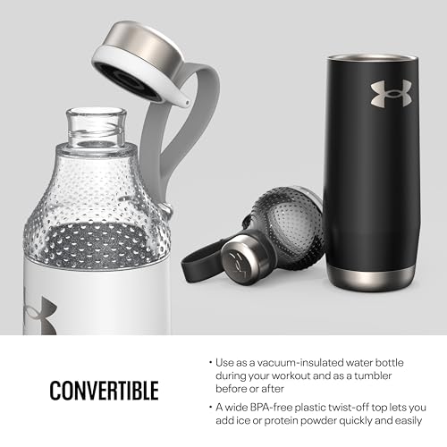 UNDER ARMOUR Twist-Off Top Stainless Steel Water Bottle 22oz for Ice & Protein Shake - Insulated, Shatter-Proof, Odor-Proof Shaker, Infinity Bottle