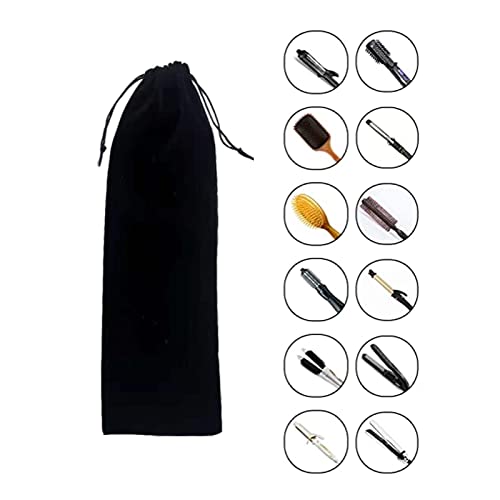 ALHBEJT Flat Iron Case - Soft Cotton Curling Wand Sleeve and Travel Pouch for Hair Straighteners, Curling Irons, and Styling Tools (2Pcs, Black)