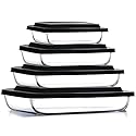 Nestl 8pc Glass Baking Dishes for Oven, Glass Food Storage Containers with Lids, Leakproof Casserole Dishes for Oven with Lid, Cooking, Microwave…