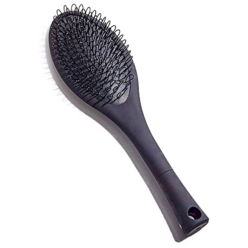The Hair Shop Black Loop Brush - Salon Professional Grade with Matted Black and Ergonomic Design - Safe Detangler Tool for 100% Remy Human