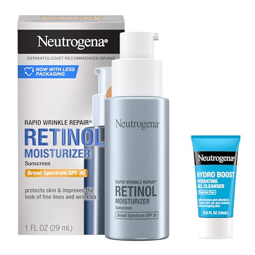 Neutrogena Rapid Wrinkle Repair Retinol Face Moisturizer with SPF 30, Daily Anti-Aging Face Cream, Retinol & Hyaluronic Acid & Trial Size Hydro Boost