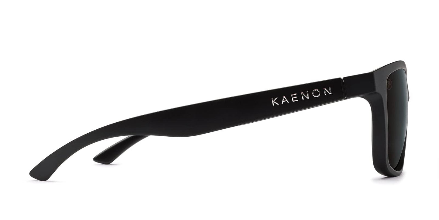 Kaenon Unisex Rockaway Square Polarized Sunglasses - Matte Black Frame | Grey 12% Lens
