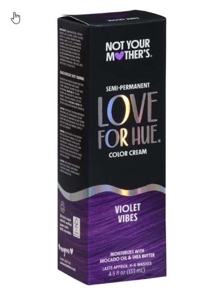 Not Your Mother's Love For Hue Semi-Permanent Hair Color Cream, Violet Vibes, 4.5 Fl Oz / 133 ml