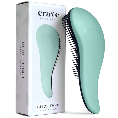 Crave Naturals Glide Thru Detangling Hairbrush That Glides Through Tangles for Wet, Dry and Damaged Hair - Gentle Detangler Styling Tool for Adults